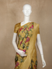 Mustard Yellow Floral Printed Design Banarasi Saree with Zari Border