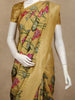 Mustard Yellow Floral Printed Design Banarasi Saree with Zari Border