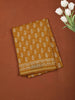 Mustard Yellow Floral Printed Design Chanderi Cotton Casual Wear Saree