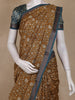 Mustard Yellow Floral Printed Design Chanderi Cotton Saree with Contrast Zari Border