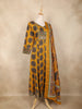 Mustard Yellow Floral Printed Design Cotton Anarkali Salwar Suit