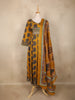 Mustard Yellow Floral Printed Design Cotton Anarkali Salwar Suit