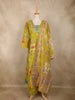 Mustard Yellow Floral Printed Design Cotton Anarkali Salwar Suit with Dupatta