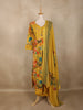 Mustard Yellow Floral Printed Design Cotton Anarkali Salwar Suit with Dupatta