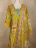 Mustard Yellow Floral Printed Design Cotton Anarkali Salwar Suit with Dupatta