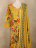 Mustard Yellow Floral Printed Design Cotton Anarkali Salwar Suit with Dupatta