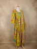 Mustard Yellow Floral Printed Design Cotton Anarkali Salwar Suit with Dupatta