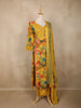 Mustard Yellow Floral Printed Design Cotton Anarkali Salwar Suit with Dupatta