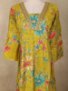 Mustard Yellow Floral Printed Design Cotton Anarkali Salwar Suit with Dupatta