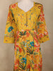 Mustard Yellow Floral Printed Design Cotton Anarkali Salwar Suit with Dupatta