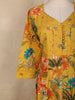 Mustard Yellow Floral Printed Design Cotton Anarkali Salwar Suit with Dupatta
