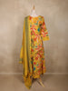 Mustard Yellow Floral Printed Design Cotton Anarkali Salwar Suit with Dupatta