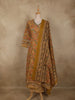 Mustard Yellow Floral Printed Design Cotton Salwar Suit with Dupatta