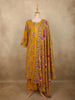 Mustard Yellow Floral Printed Design Cotton Salwar Suit with Dupatta