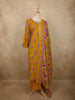 Mustard Yellow Floral Printed Design Cotton Salwar Suit with Dupatta