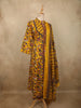 Mustard Yellow Floral Printed Design Cotton Salwar Suit with Dupatta