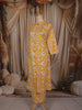 Mustard Yellow Floral Printed Design Cotton Straight Cut Salwar Suit