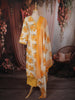 Mustard Yellow Floral Printed Design Cotton Straight Cut Salwar Suit with Dupatta