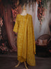 Mustard Yellow Floral Printed Design Cotton Straight Cut Salwar Suit with Dupatta