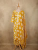 Mustard Yellow Floral Printed Design Cotton Straight Cut Salwar Suit with Dupatta