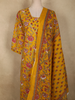 Mustard Yellow Floral Printed Design Cotton Straight Cut Salwar Suit with Dupatta