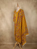 Mustard Yellow Floral Printed Design Cotton Straight Cut Salwar Suit with Dupatta