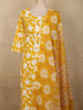 Mustard Yellow Floral Printed Design Cotton Straight Cut Salwar Suit with Dupatta