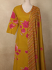 Mustard Yellow Floral Printed Design Cotton Straight Cut Salwar Suit with Dupatta
