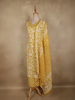 Mustard Yellow Floral Printed Design Cotton Straight Cut Salwar Suit with Dupatta