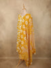 Mustard Yellow Floral Printed Design Cotton Straight Cut Salwar Suit with Dupatta