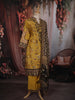 Mustard Yellow Floral Printed Design Cotton Straight Cut Salwar Suit with Dupatta