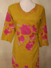 Mustard Yellow Floral Printed Design Cotton Straight Cut Salwar Suit with Dupatta