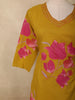 Mustard Yellow Floral Printed Design Cotton Straight Cut Salwar Suit with Dupatta