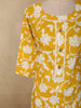 Mustard Yellow Floral Printed Design Cotton Straight Cut Salwar Suit with Dupatta