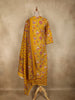 Mustard Yellow Floral Printed Design Cotton Straight Cut Salwar Suit with Dupatta