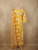 Mustard Yellow Floral Printed Design Cotton Straight Cut Salwar Suit with Dupatta