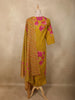 Mustard Yellow Floral Printed Design Cotton Straight Cut Salwar Suit with Dupatta