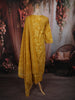 Mustard Yellow Floral Printed Design Cotton Straight Cut Salwar Suit with Dupatta