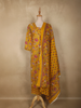 Mustard Yellow Floral Printed Design Cotton Straight Cut Salwar Suit with Dupatta