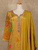 Mustard Yellow Floral Printed Design Crepe Gown