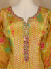 Mustard Yellow Floral Printed Design Crepe Gown