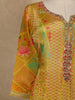 Mustard Yellow Floral Printed Design Crepe Gown