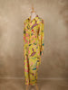 Mustard Yellow Floral Printed Design Crepe Salwar Suit