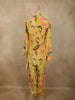 Mustard Yellow Floral Printed Design Crepe Salwar Suit