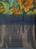 Mustard Yellow Floral Printed Design Crepe Silk Casual Wear Saree with Contrast Zari Border