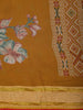 Mustard Yellow Floral Printed Design Georgette Fancy Saree