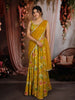 Mustard Yellow Floral Printed Design Georgette Haldi Lehenga With Lace Border Dupatta