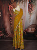 Mustard Yellow Floral Printed Design Georgette Haldi Lehenga With Lace Border Dupatta