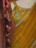 Mustard Yellow Floral Printed Design Georgette Haldi Lehenga With Lace Border Dupatta