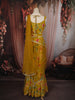 Mustard Yellow Floral Printed Design Georgette Haldi Lehenga With Lace Border Dupatta